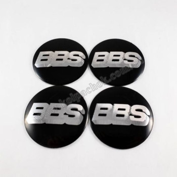 Наклейки для ковпачків на диски BBS чорні/сріблястий лого (56мм)