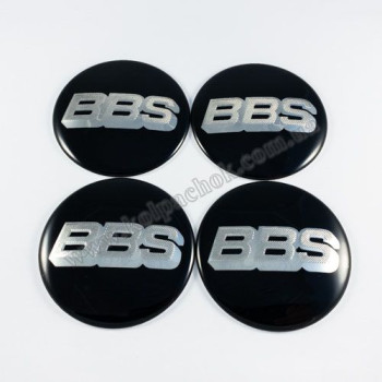 Наклейки для колпачков на диски BBS черные/серебристый лого (70мм) Наклейки для колпачков на диски BBS черные/серебристый лого (70мм)