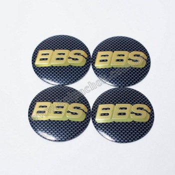 Наклейки для ковпачків на диски BBS чорний карбон/золотий лого (56мм)