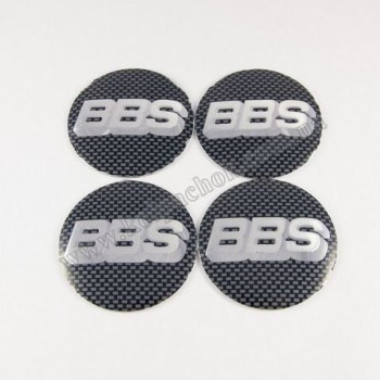Наклейки для колпачков на диски BBS черный карбон/серебристый лого (56мм) Наклейки для колпачков на диски BBS черный карбон/серебристый лого (56мм)