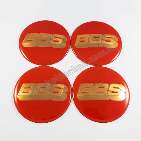 Наклейки для ковпачків на диски BBS червоні/золотий лого (80мм)