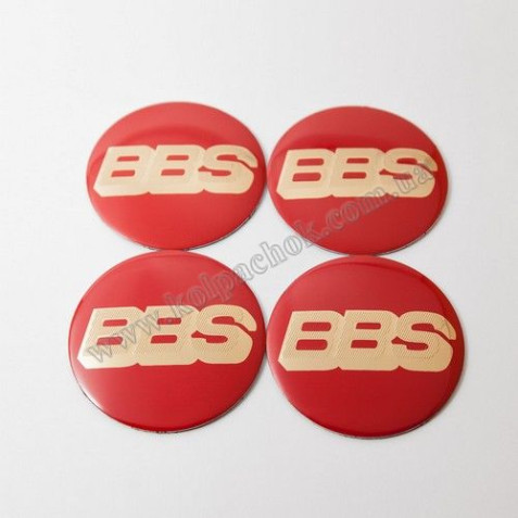 Наклейки для ковпачків на диски BBS червоні/золотий лого (56мм)