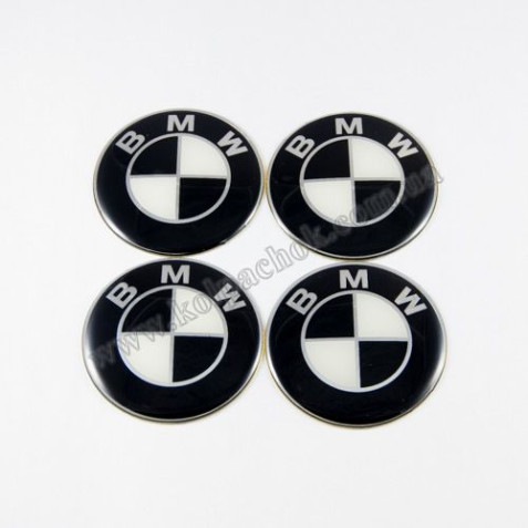 Наклейки для ковпачків на диски BMW чорно-білий лого (65мм)