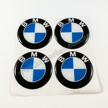 Наклейки для колпачков на диски BMW сине-белые (45мм)