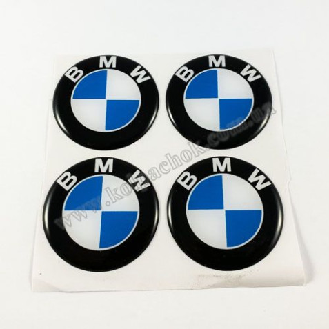 Наклейки для ковпачків на диски BMW синьо-білі (45мм)