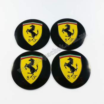 Наклейки для ковпачків на диски Ferrari чорні (60мм)