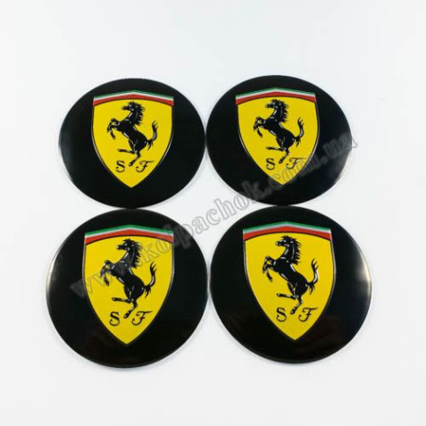 Наклейки для ковпачків на диски Ferrari чорні (60мм)