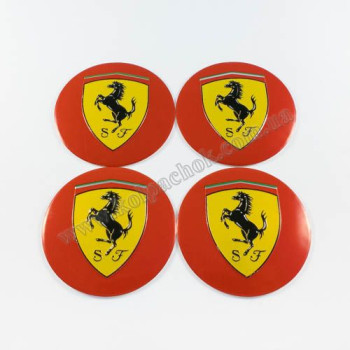 Наклейки для колпачков на диски Ferrari красные (60мм)