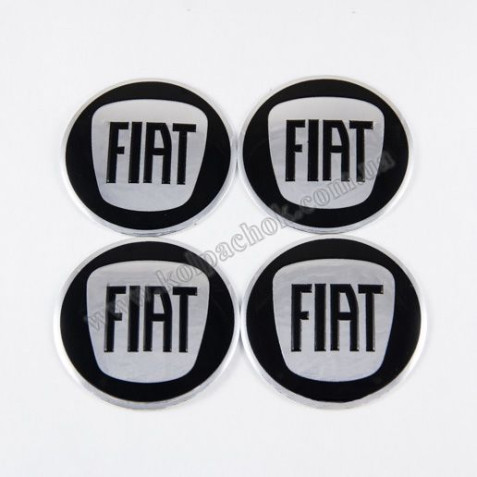 Наклейки для ковпачків на диски Fiat чорні (56мм)