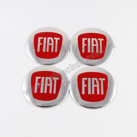 Наклейки для ковпачків на диски Fiat червоні (65мм)