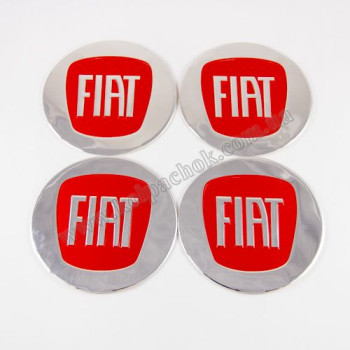 Наклейки для колпачков на диски Fiat красные (90мм)