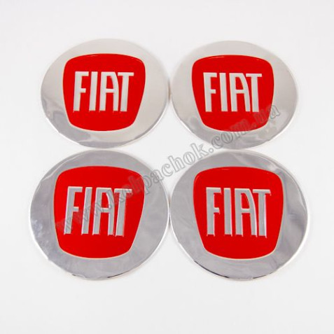 Наклейки для ковпачків на диски Fiat червоні (90мм)