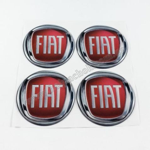 Наклейки для ковпачків на диски Fiat червоний лого (55мм)