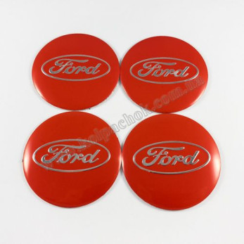Наклейки для ковпачків на диски Ford червоні (56мм)