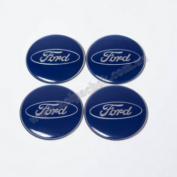 Наклейки для колпачков на диски Ford синий/хром лого (65мм)