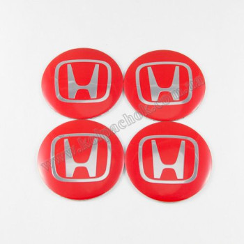 Наклейки для колпачков на диски Honda красные/хром лого (56мм) Наклейки для колпачков на диски Honda красные/хром лого (56мм)