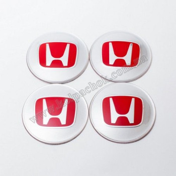 Наклейки для колпачков на диски Honda серебро/красный лого (65мм) Наклейки для колпачков на диски Honda серебро/красный лого (65мм)