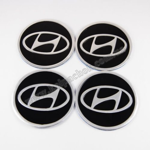 Наклейки для ковпачків на диски Hyundai чорні (90мм)