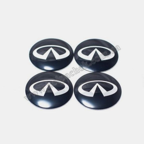 Наклейки для ковпачків на диски Infiniti чорні/хром лого (56мм)