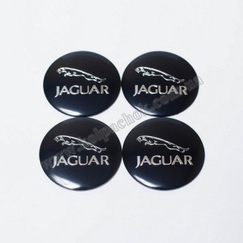 Наклейки для колпачков на диски Jaguar черные/хром лого (56мм) Наклейки для колпачков на диски Jaguar черные/хром лого (56мм)