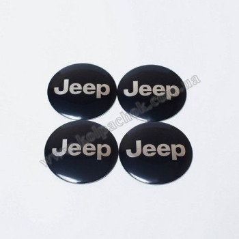 Наклейки для колпачков на диски Jeep черные/хром лого (56мм)