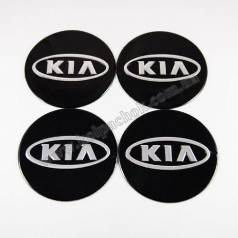 Наклейки для ковпачків на диски Kia чорні (90мм)