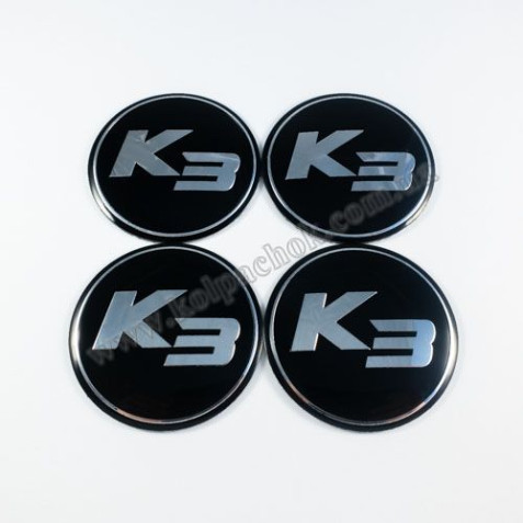 Наклейки для ковпачків на диски KIA K3 чорні/хром лого (56мм)