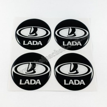 Наклейки для колпачков на диски Lada черные/белый лого (45мм) Наклейки для колпачков на диски Lada черные/белый лого (45мм)