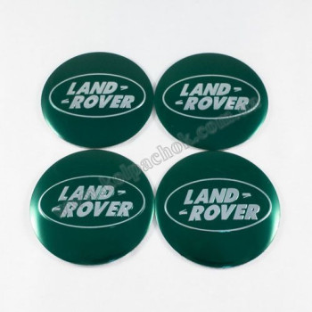Наклейки для колпачков на диски Land Rover зеленые/хром лого (56мм)