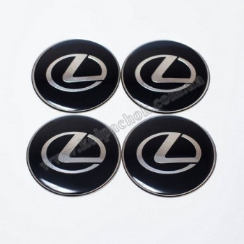 Наклейки для ковпачків на диски Lexus чорні/хром лого (65мм)