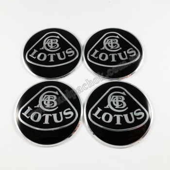 Наклейки для ковпачків на диски Lotus чорні/хром лого (56мм)