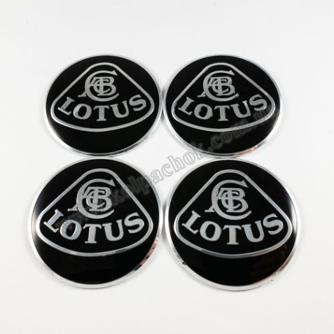 Наклейки для ковпачків на диски Lotus чорні/хром лого (56мм)