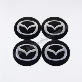 Наклейки для колпачков на диски Mazda черные сфера (60мм)