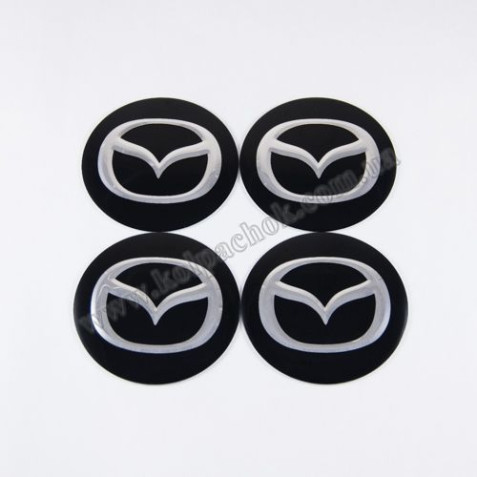 Наклейки для ковпачків на диски Mazda чорні сфера (60мм)