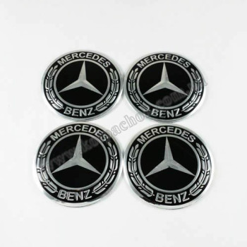 Наклейки для колпачков на диски Mercedes-Benz нов. обр. черные (56мм)
