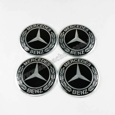 Наклейки для ковпачків на диски Mercedes-Benz новий. обр. чорні (56мм)