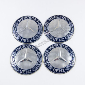 Наклейки для ковпачків на диски Mercedes-Benz хром/синій кант (74мм) Наклейки для ковпачків на диски Mercedes-Benz хром/синій кант (74мм)