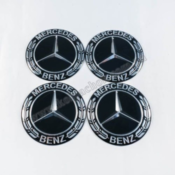 Наклейки для колпачков на диски Mercedes-Benz нов. обр. черные (65мм)