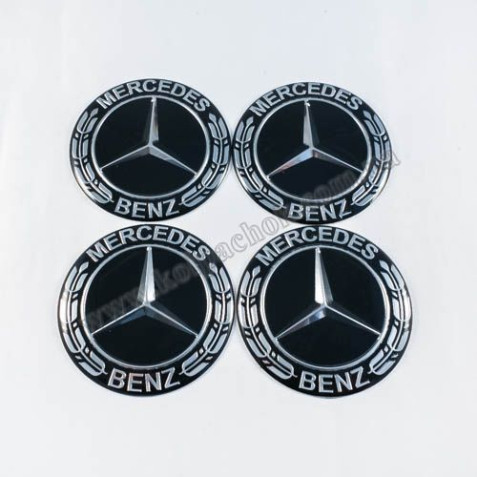 Наклейки для ковпачків на диски Mercedes-Benz новий. обр. чорні (65мм)