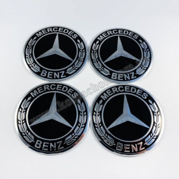 Наклейки для колпачков на диски Mercedes-Benz нов. обр. черные (75мм)