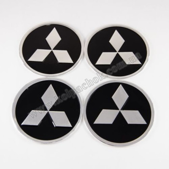 Наклейки для ковпачків на диски Mitsubishi чорні (90мм)