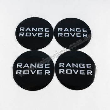 Наклейки для ковпачків на диски Range Rover чорні/хром лого (60мм)
