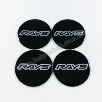 Наклейки для ковпачків на диски Rays чорні/хром лого (45мм)