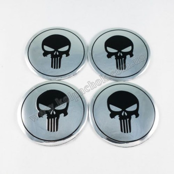 Наклейки для ковпачків на диски The Punisher хром/чорний (56мм)