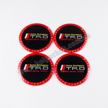 Наклейки для ковпачків на диски Toyota TRD чорні/червоний обід (56мм)
