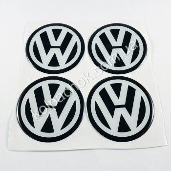 Наклейки для колпачков на диски VolksWagen белые/черный лого (55мм) Наклейки для колпачков на диски VolksWagen белые/черный лого (55мм)
