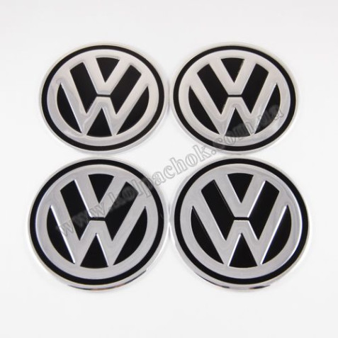 Наклейки для колпачков на диски VolksWagen черные (90мм)