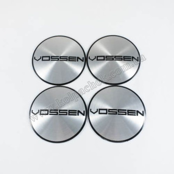 Наклейки для колпачков на диски Vossen хром/черный лого (65мм)