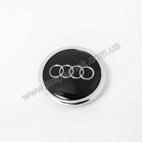 Ковпачок на диски Audi чорний/хром лого 4B0601170A (69мм)