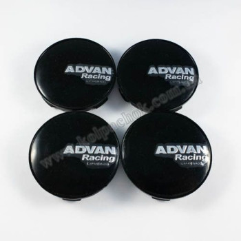 Ковпачки на диски Advan Racing чорні/сріблястий лого (56-59мм)